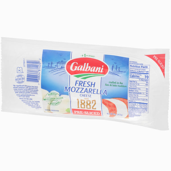 Galbani Fresh Mozzarella Sliced Log 16 Ounce Size - 6 Per Case.