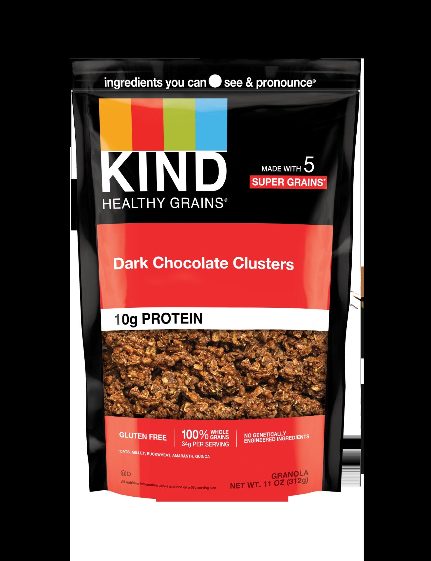 Kind Snacks Dark Chocolate Whole Grain Granola Clusters 11 Ounce Size - 6 Per Case.