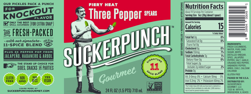 Sucker Punch Pepper Fire Pickle Spears 24 Ounce Size - 6 Per Case.
