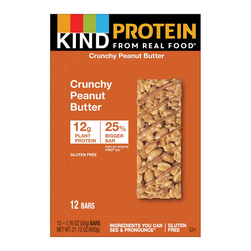 Kind Snacks Crunchy Peanut Butter Protein Bar 1.76 Ounce Size - 72 Per Case.