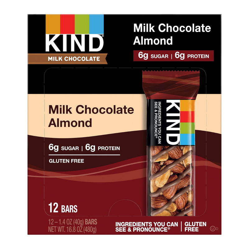 Kind Snacks Milk Chocolate Almond 1.4 Ounce Size - 72 Per Case.