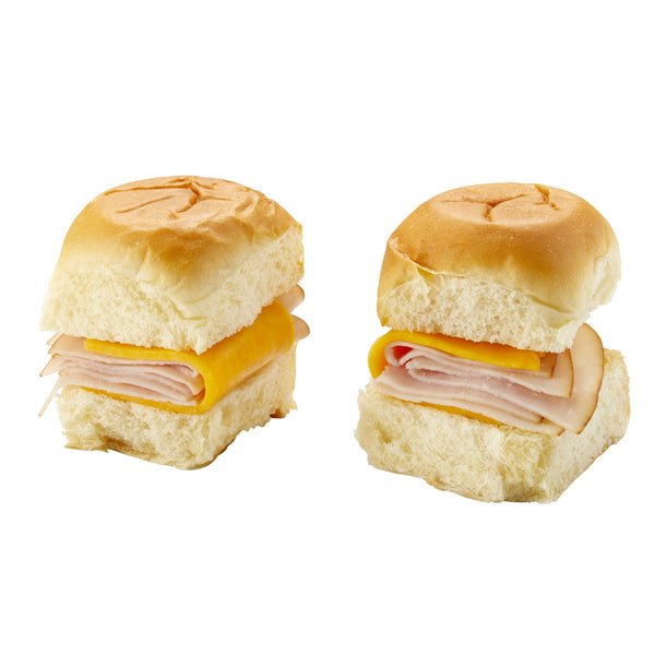 Market Sandwich Smoked White Turkey And Cheddar Sliders 4.3 Ounce Size - 8 Per Case.