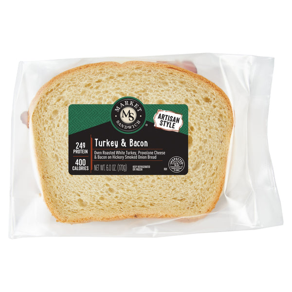 Market Artisan Turkey & Bacon Sandwich 6 Ounce Size - 8 Per Case.