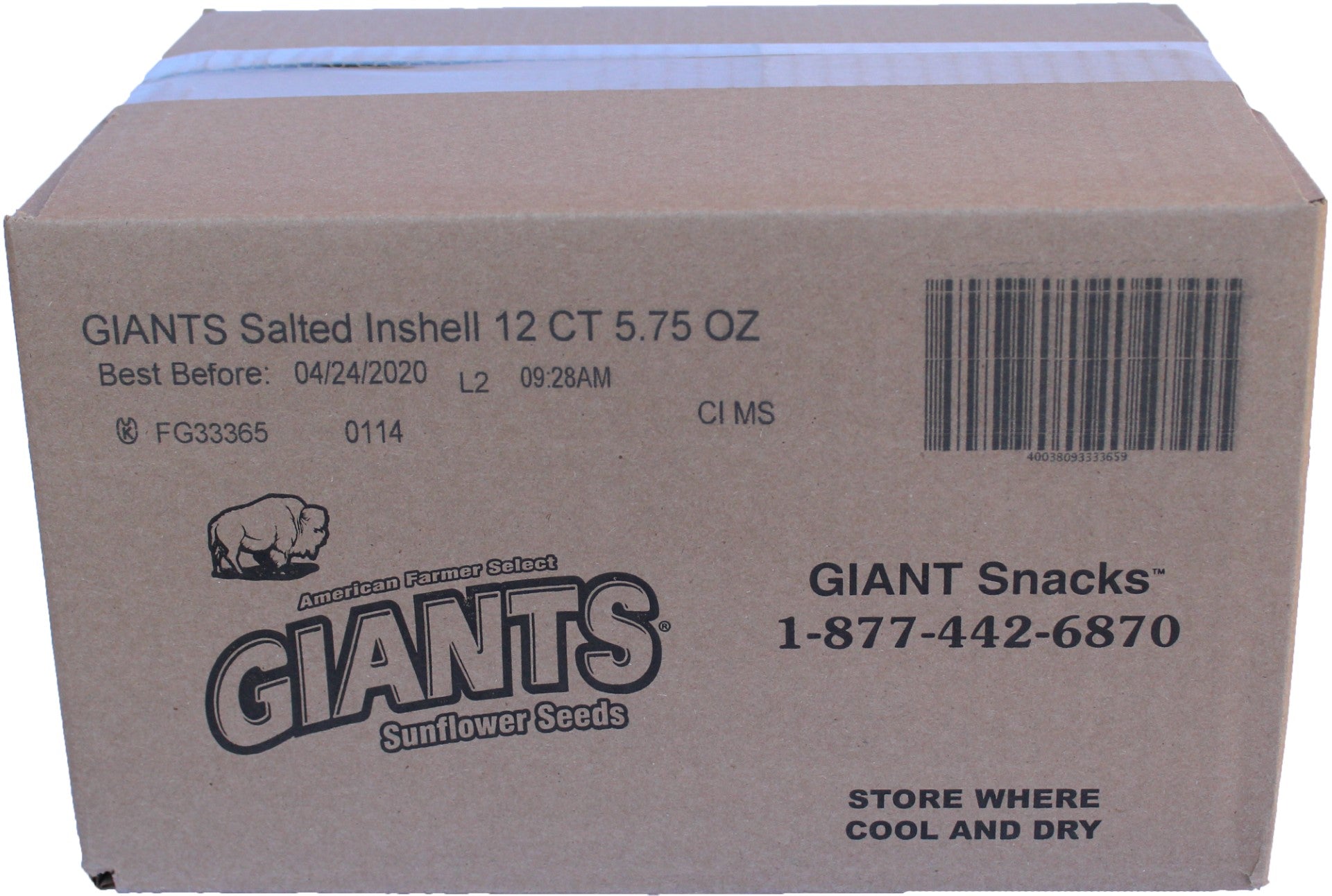 Giant Snack Inc Giants Original Roasted & Salted Seeds 5.75 Ounce Size - 12 Per Case.