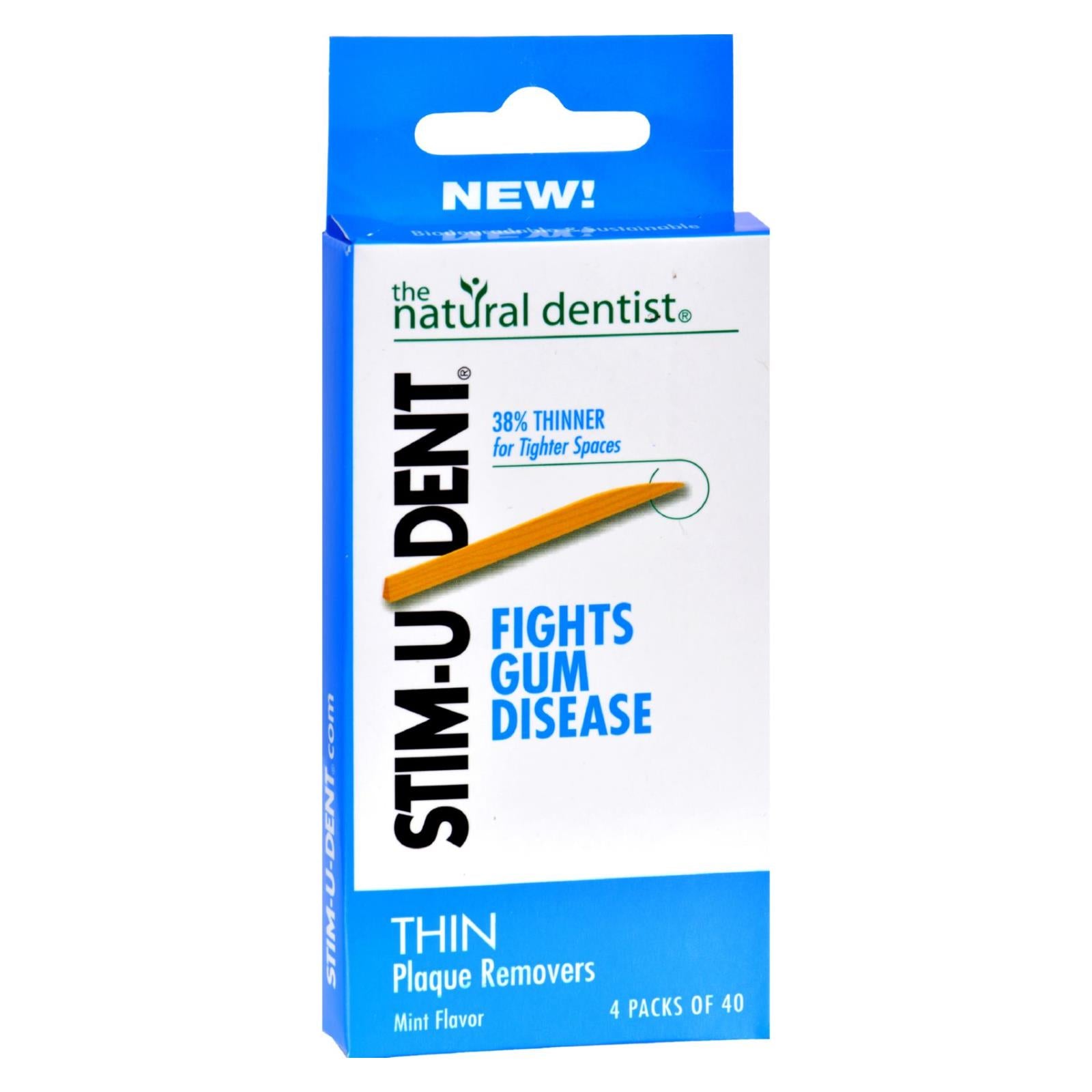 Natural Dentist Stim-U-Dent Thin Plaque Removers Mint - Case of 6 - 4 Packs