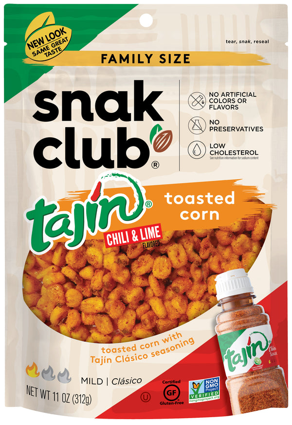 Snak Club Family Size Tajin Roasted Corn 11 Ounce Size - 6 Per Case.