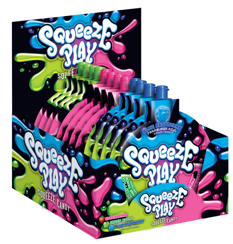 Squeeze Play Squeeze Candy Display Carton 2.1 Ounce Size - 72 Per Case.