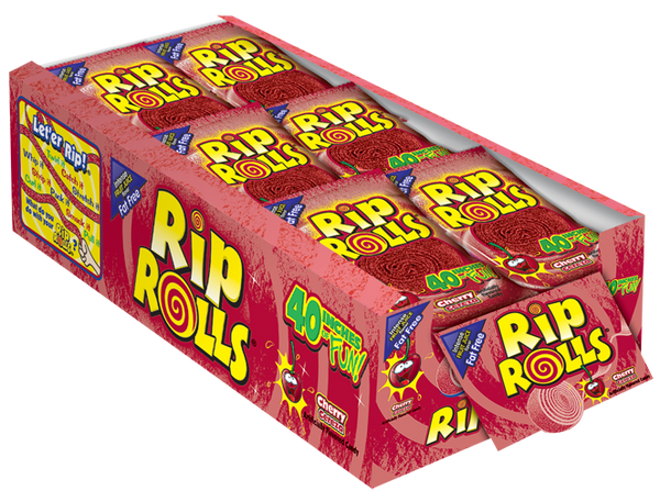 Rip Rolls Cherry Goods Displaycarton 1.4 Ounce Size - 288 Per Case.