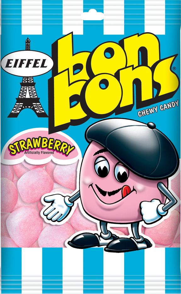 Eiffel Bonbons Chewy Candy Strawberrypeg Bag 4 Ounce Size - 12 Per Case.