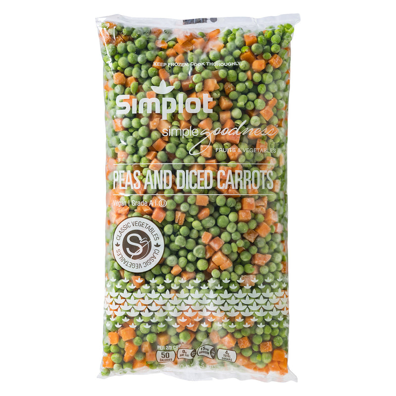 Simplot Simple Goodness Classic Vegetables Peas And Diced Carrots 2.5 Pound Each - 12 Per Case.