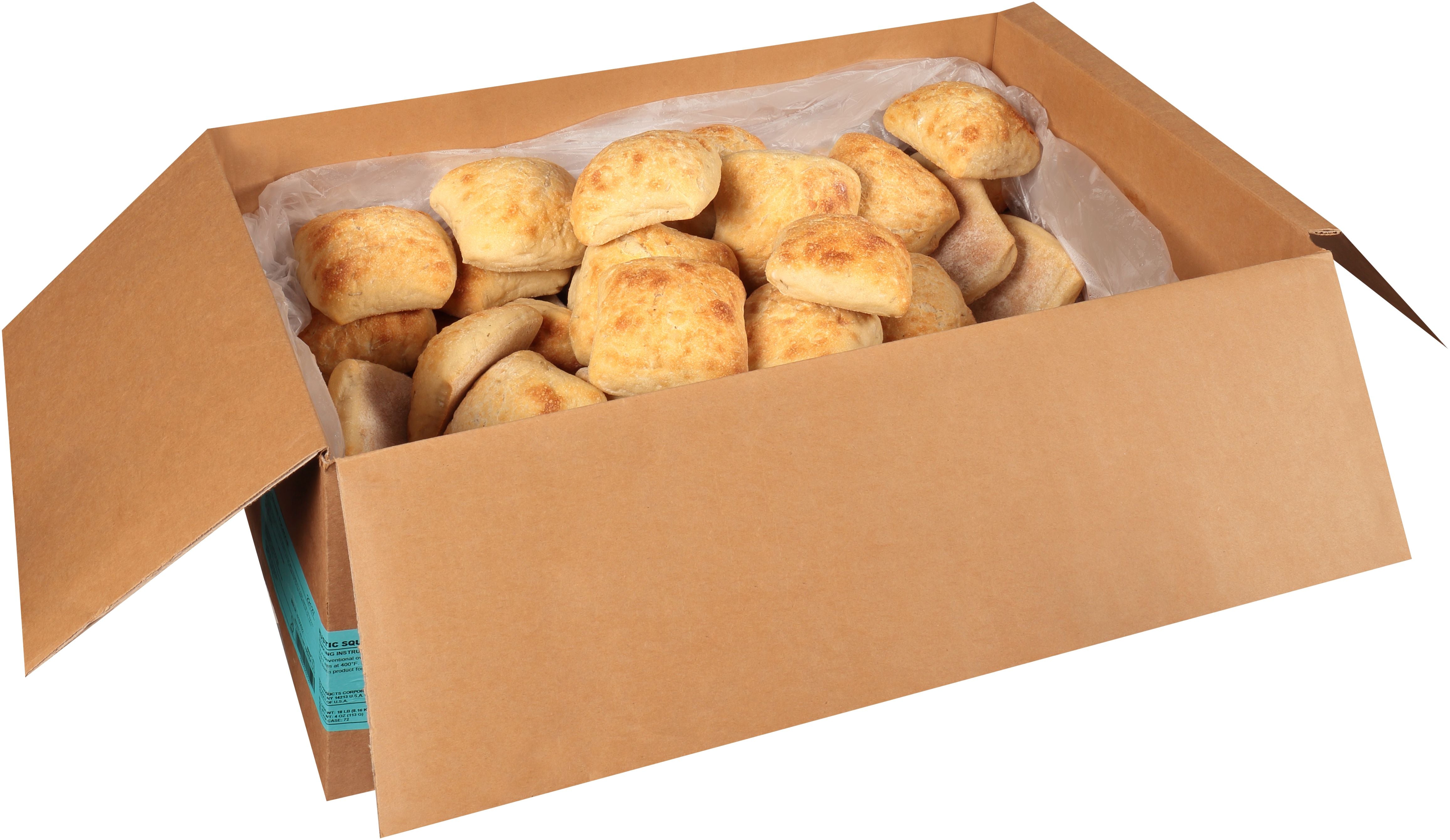 Rich's Fully Baked Unsliced 5" Italianfocaccia Rustic Square Roll 4 Ounce Size - 72 Per Case.