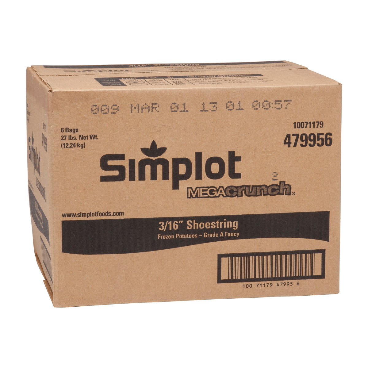 Simplot Megacrunch 6" Battered Julienne Cut Fries Skin On 4.5 Pound Each - 6 Per Case.