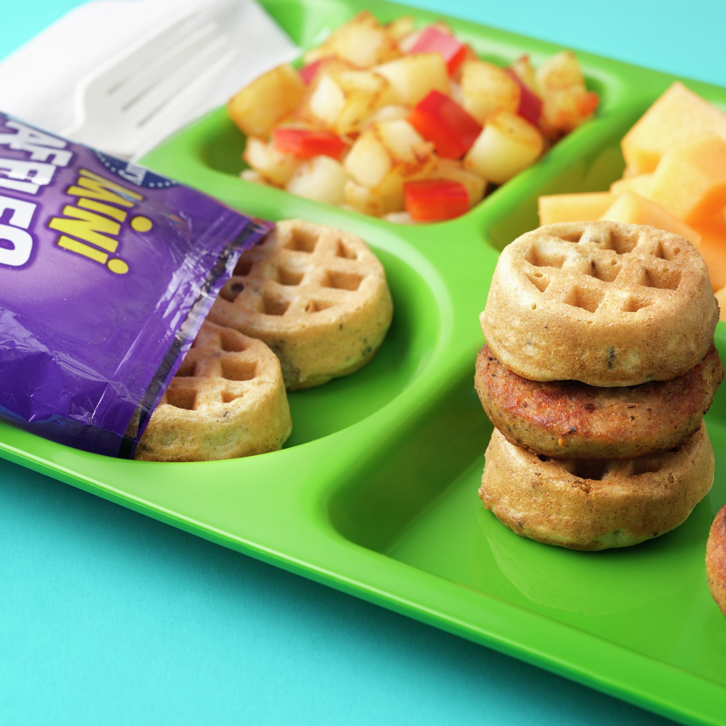 Pillsbury™ Frozen Mini Waffles Blueberry Bash™ 2.47 Ounce Size - 72 Per Case.