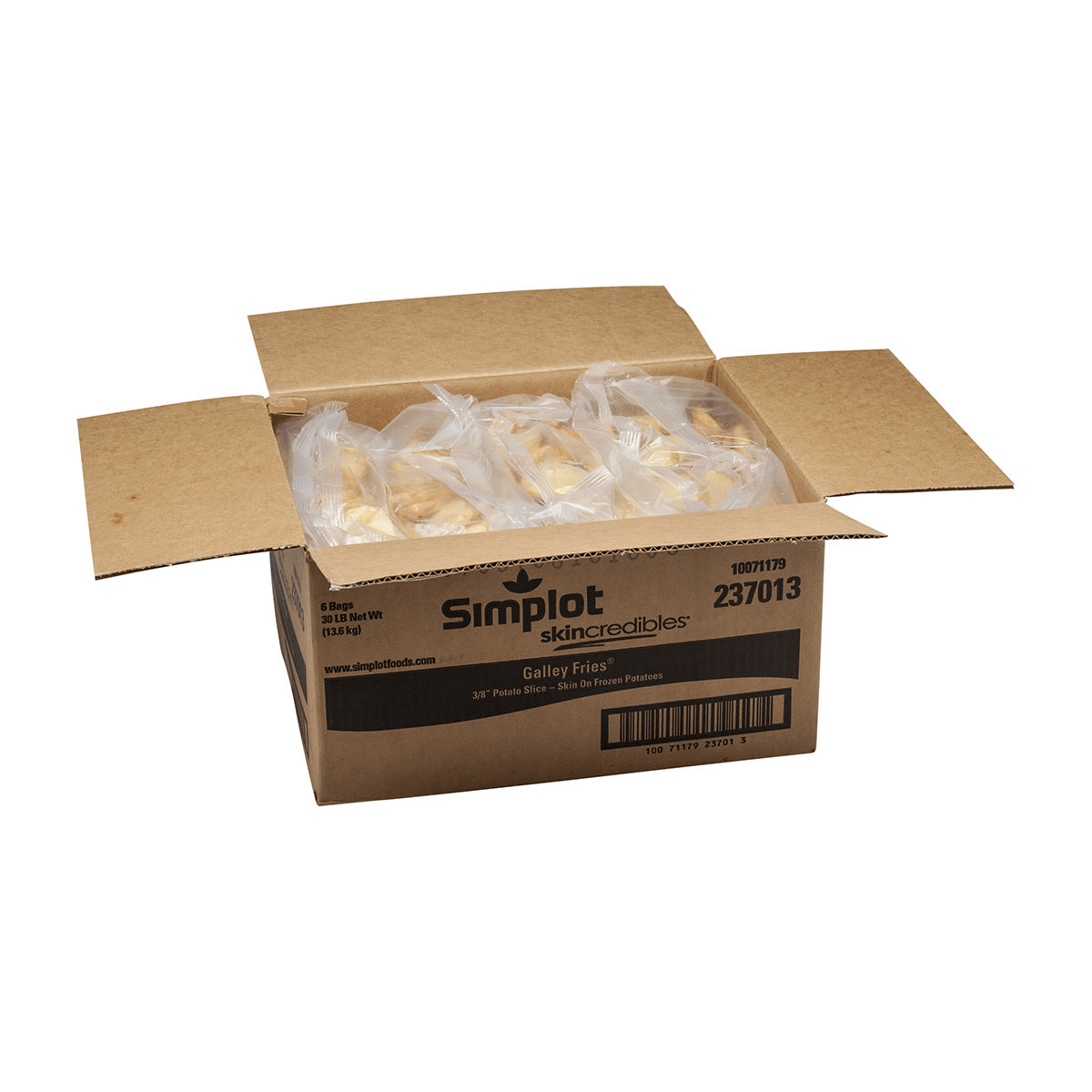 Simplot Skincredibles 8" Galley Cut Potatoslices Skin On 5 Pound Each - 6 Per Case.