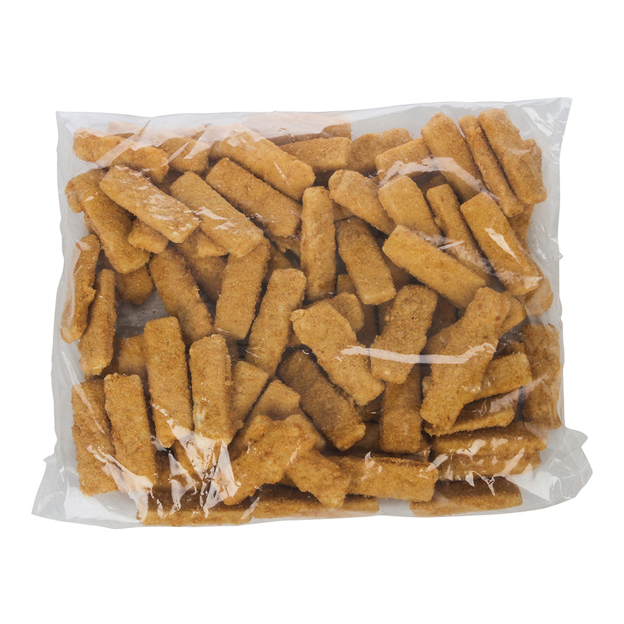 Oven Ready Breaded Cod Sticks Made With Minced Fish Kosher 5 Pound Each - 2 Per Case.