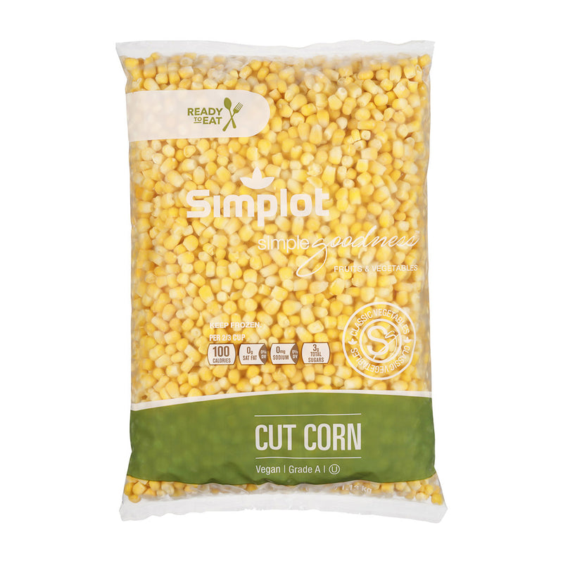Simplot Simple Goodness Classic Vegetables Cut Corn Golden Jubilee 2.5 Pound Each - 12 Per Case.