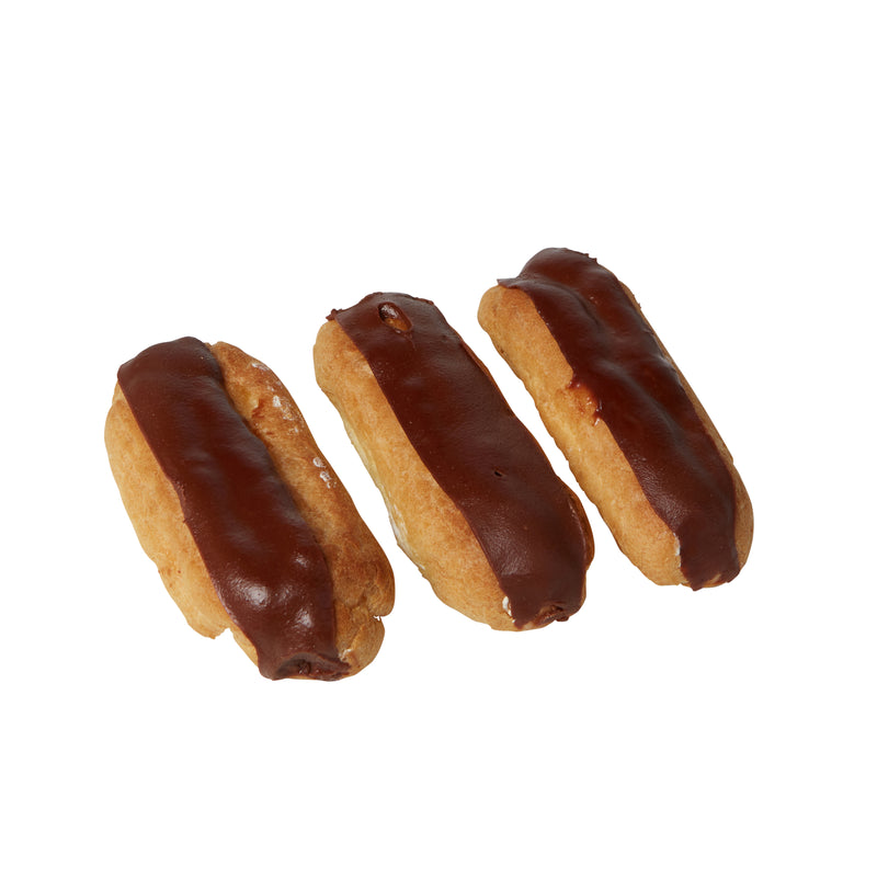 New York Style Chocolate Iced Eclairs With Bavarian Mousse Filling 1.5 Pound Each - 4 Per Case.