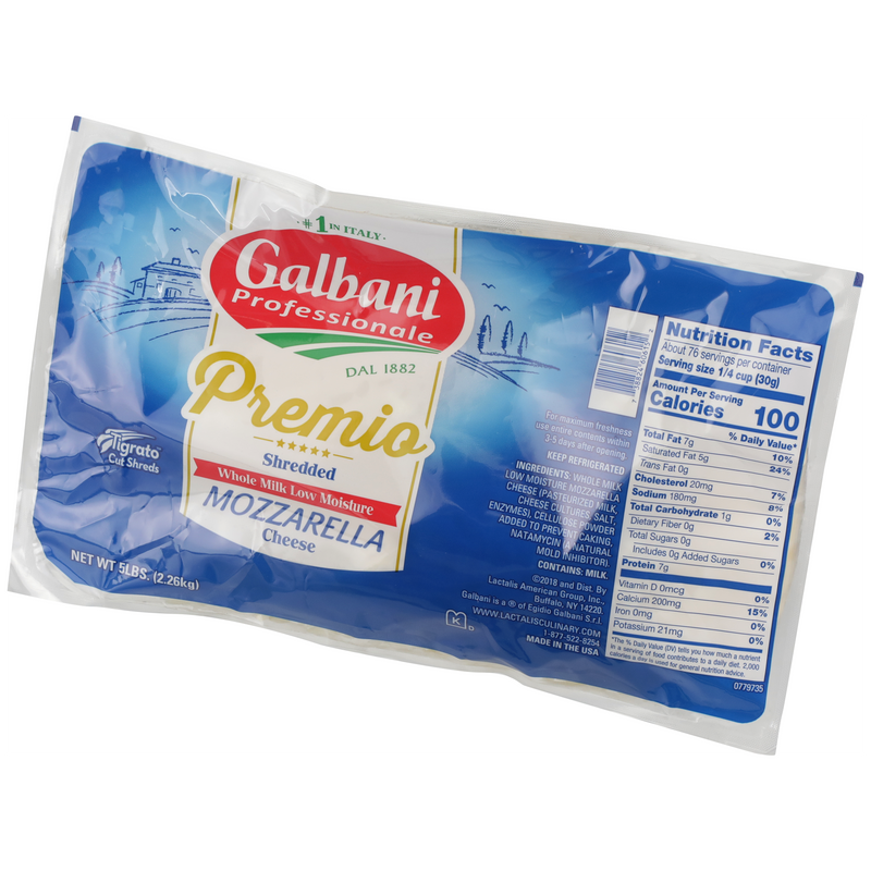 Galbani Premio Whole Milk Low Moisture 5 Pound Each - 6 Per Case.