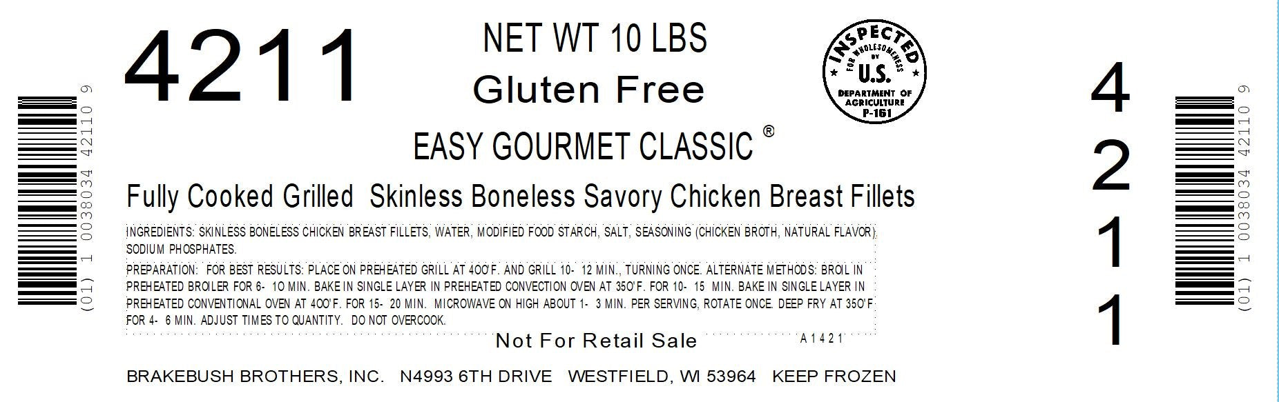 Chicken Fully Cooked Gluten Free Bnlsskls Easy Gourmet Classic® Savory Breast Fillet Avg 5 Pound Each - 2 Per Case.