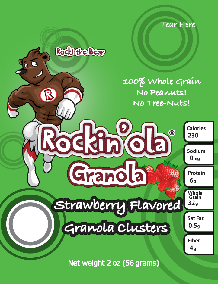 Rockin'ola Strawberry Granola Snack 56 Grams Each - 125 Per Case.