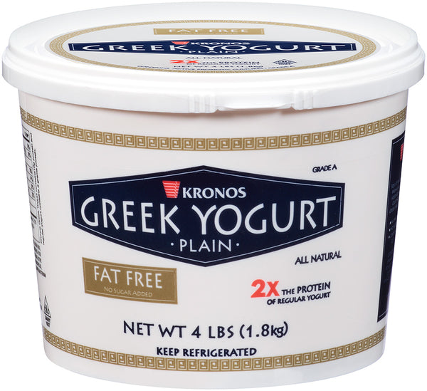 Kronos Non-Fat Gluten Free Non-Gmo Greek Yogurt 4 Pound Each - 2 Per Case.