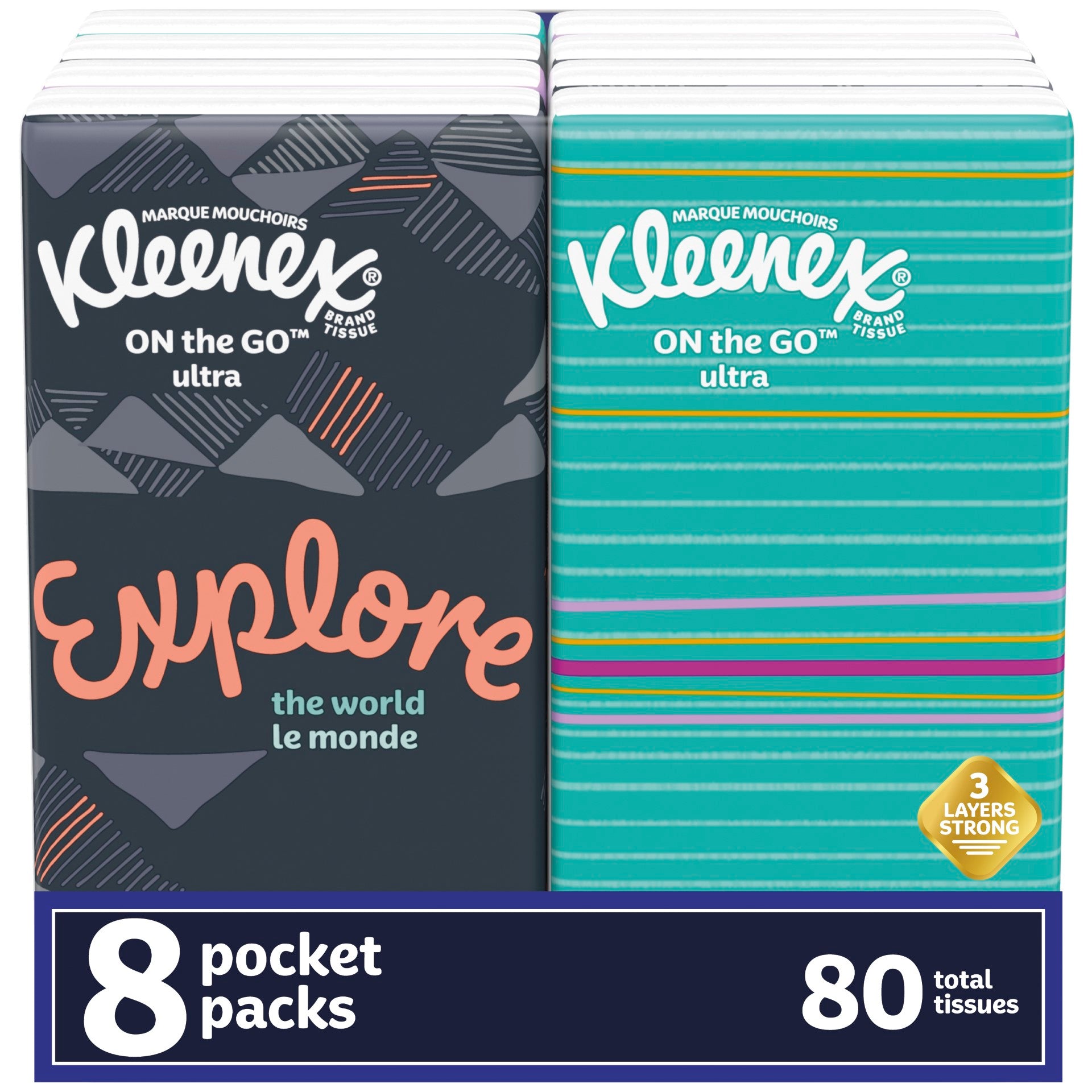 Kleenex Go Pocket Facial Tissue Fsc Mix Sgsna Coc 80 Count Packs - 12 Per Case.