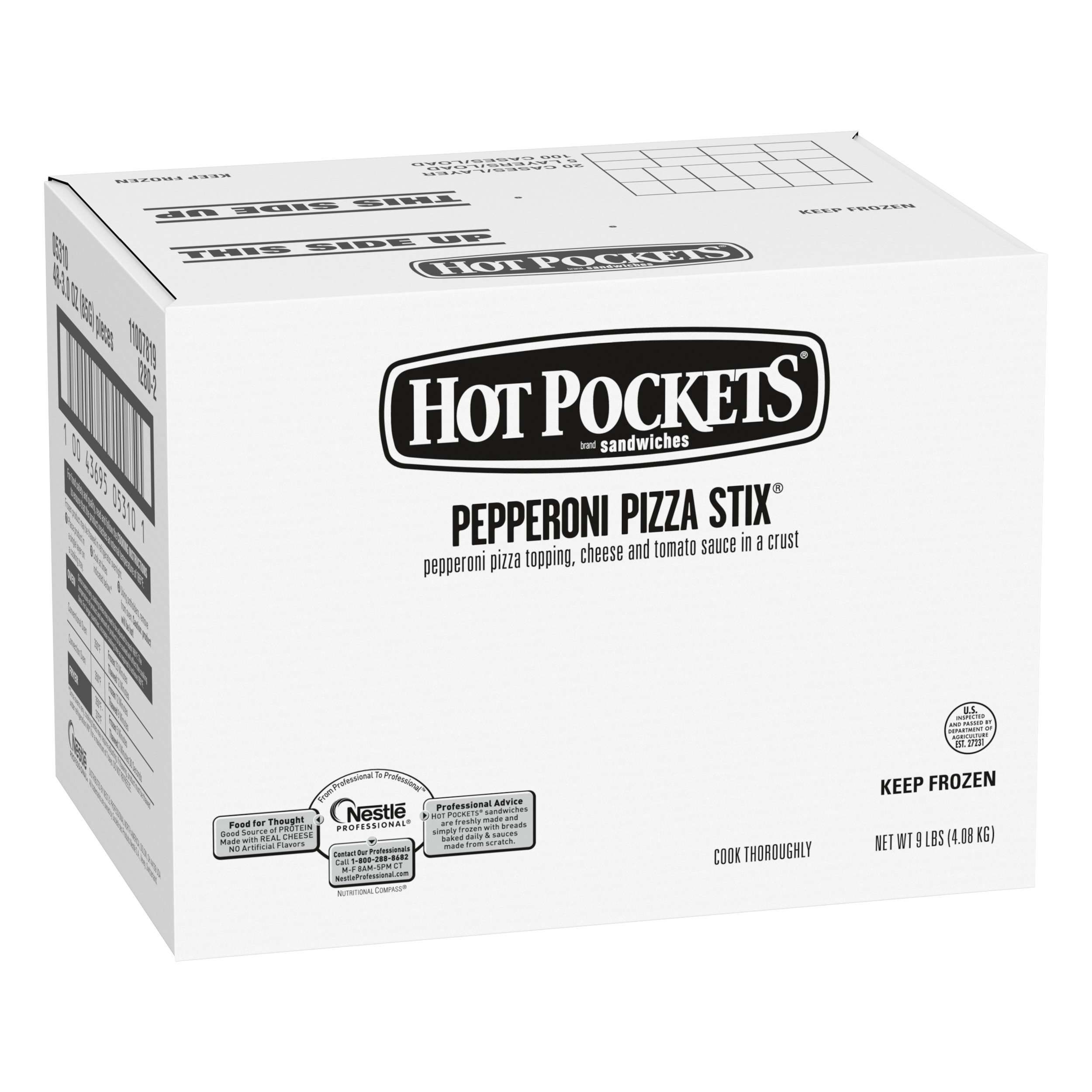 Hot Pockets Pepperoni Pizza Stix 3 Ounce Size - 48 Per Case.