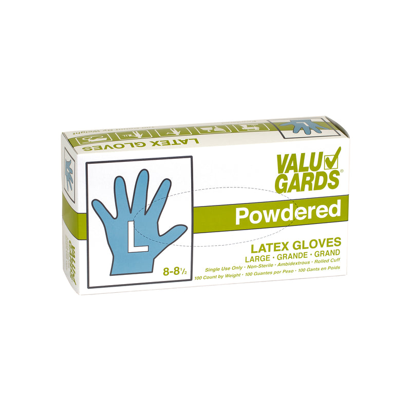 Glove Latex Valugard Powdered Large 100 Each - 10 Per Case.