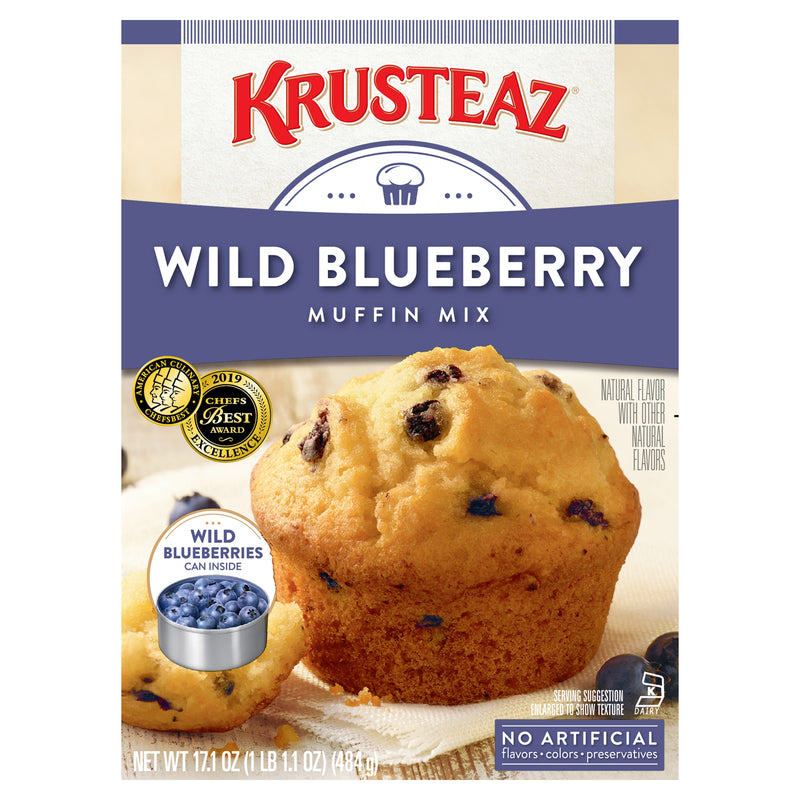 Krusteaz Wild Blueberry Muffin Mix 17.1 Ounce Size - 12 Per Case.