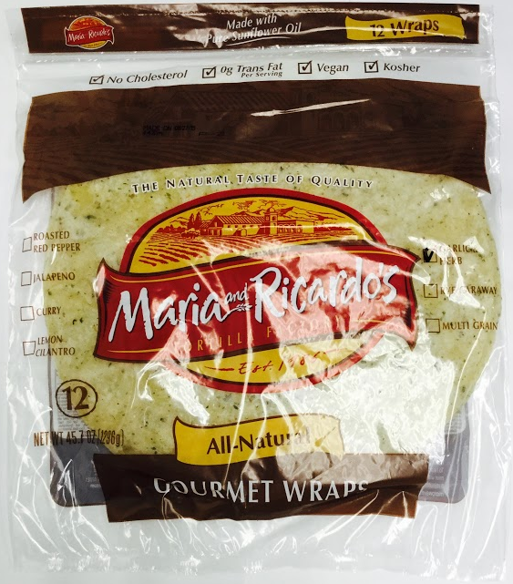 Maria & Ricardo's Garlic & Herb Flour Tortillas 12 Inch 12 Count Packs - 10 Per Case.