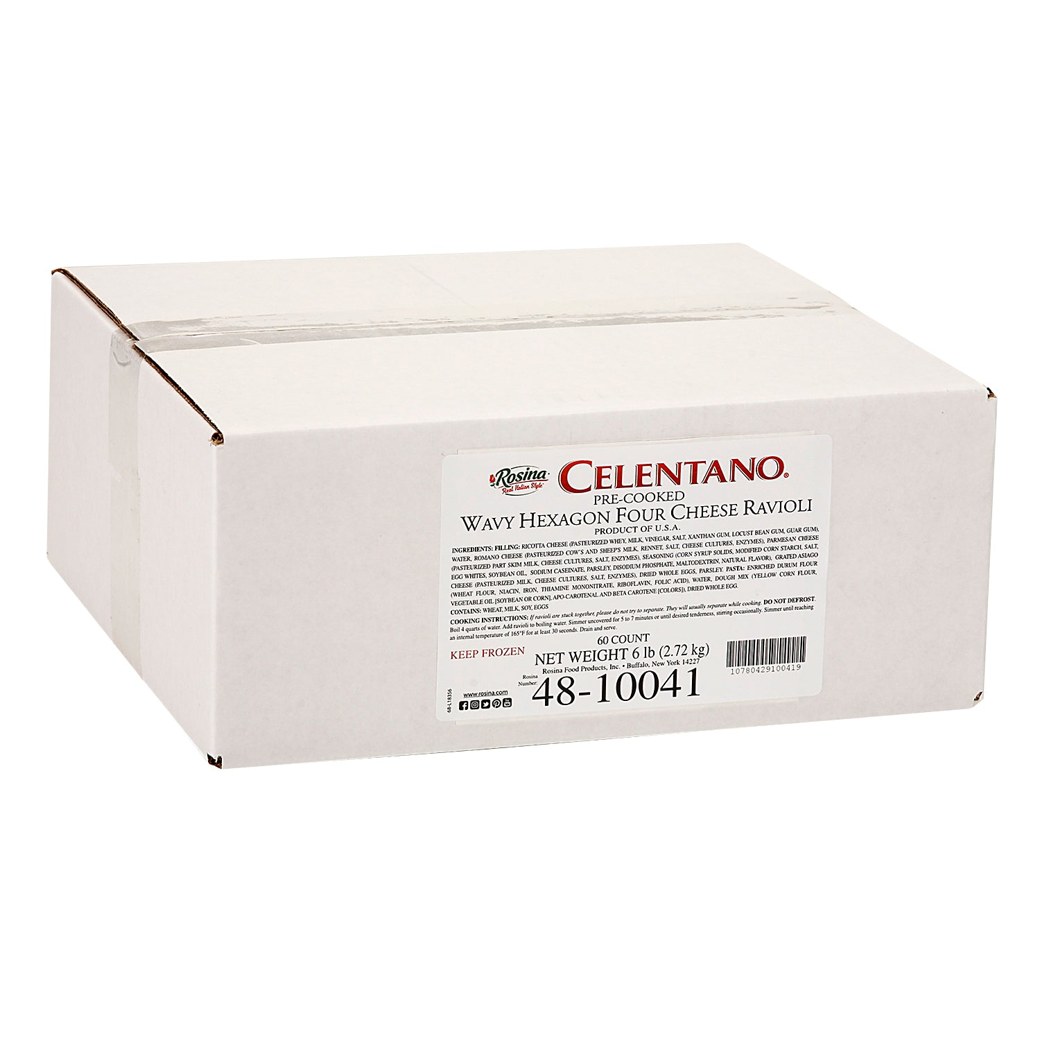 Celentano Wavy Hexagon Four Cheese Ravioli 3 Pound Each - 2 Per Case.