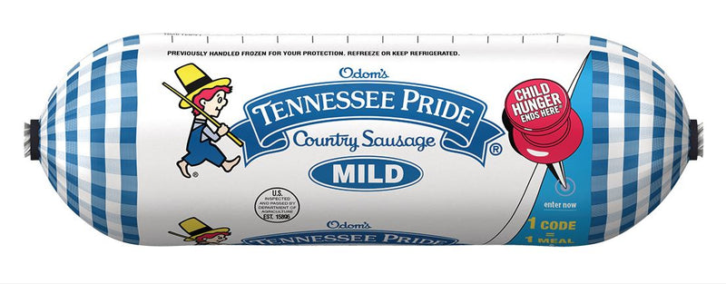 Odoms Tennessee Pride Mild Roll Sausage 16 Ounce Size - 12 Per Case.
