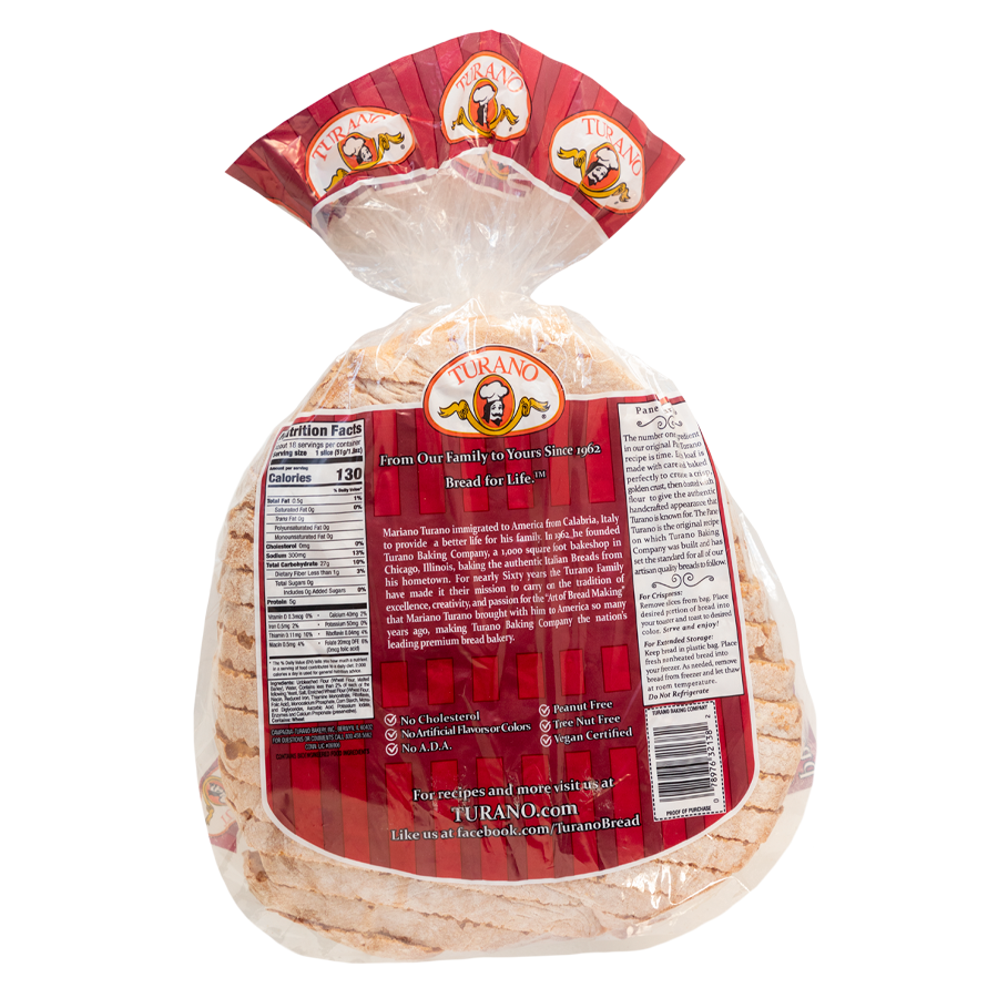 Pane Turano Sliced 32 Ounce Size - 8 Per Case.
