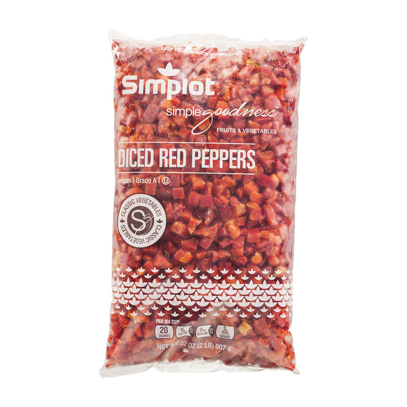 Simplot Simple Goodness Classic Vegetables 8" Diced Red Pepper 2 Pound Each - 12 Per Case.