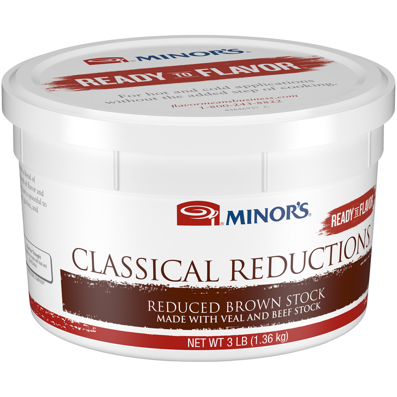 Minor's Classical Reduction Gluten Free Reduced Brown Stock 3 Pound Each - 4 Per Case.
