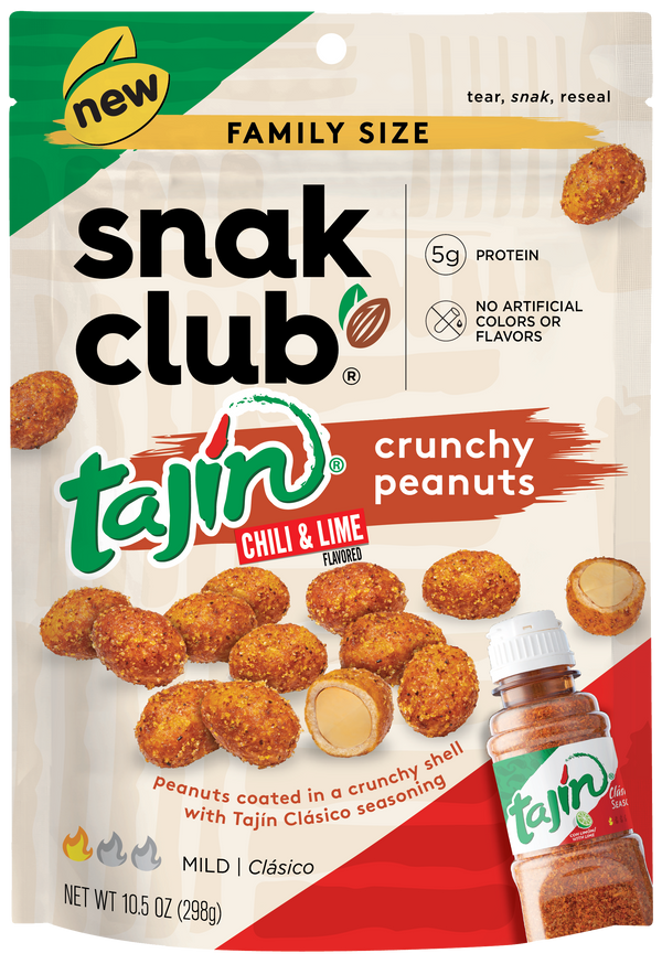 Snak Club Family Size Tajin Crunchy Peanuts 10.5 Ounce Size - 6 Per Case.