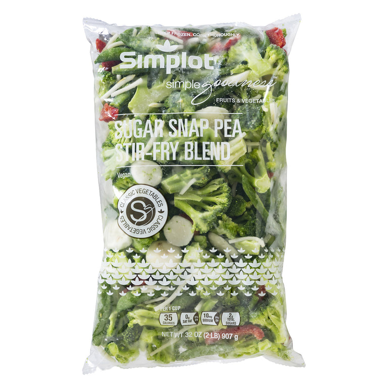 Simplot Simple Goodness Classic Vegetables Sugar Snap Pea Stir Fry Blend 2 Pound Each - 12 Per Case.