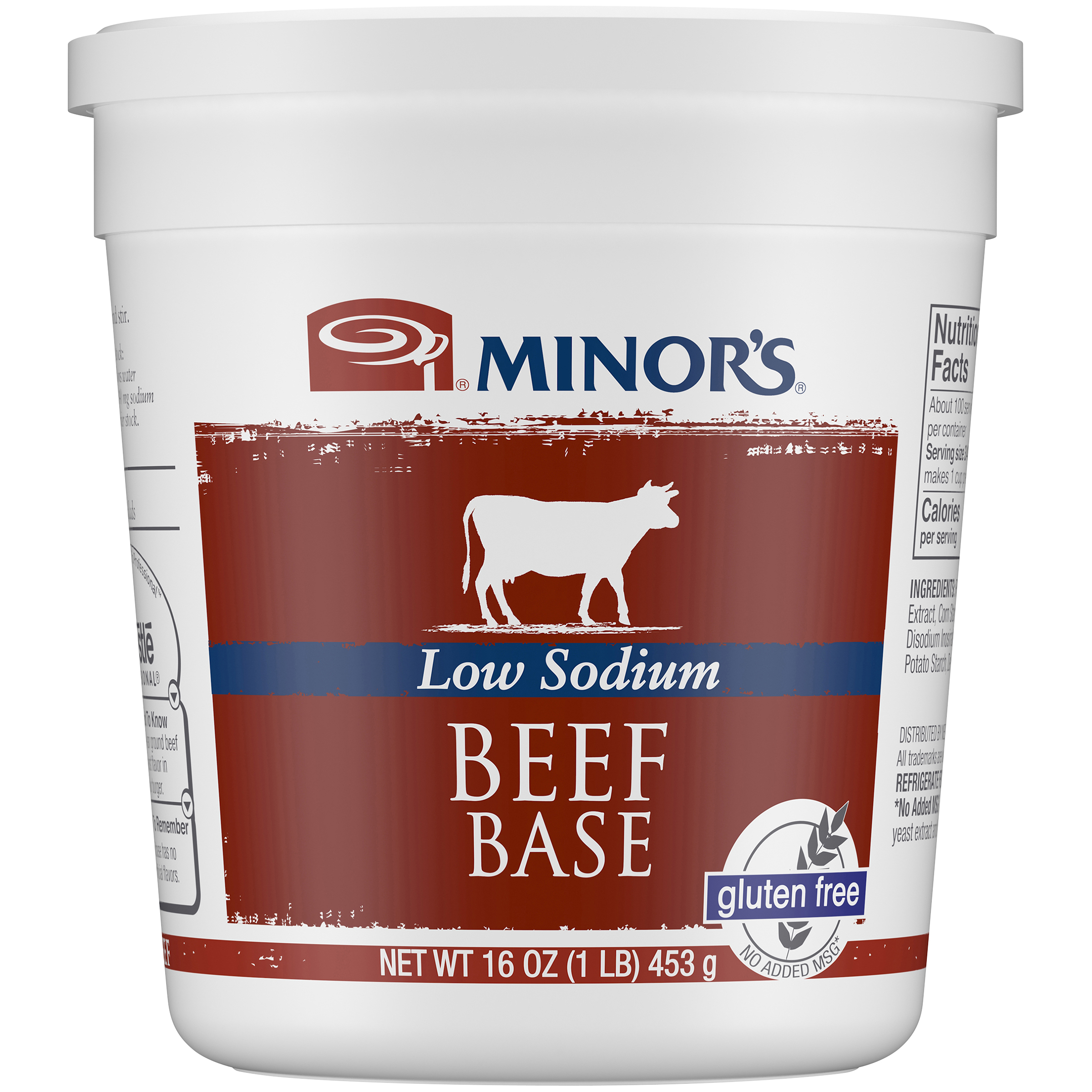 Minor's Beef Base Low Sodium (No Added Msg) Gluten Free 1 Pound Each - 6 Per Case.