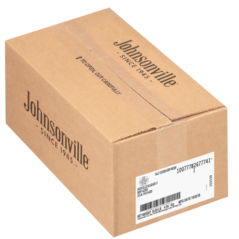 Johnsonville Cooked Natural Casing Smoked Andouille Pork & Beef Sausage 6" Links 5 Pound Each - 2 Per Case.