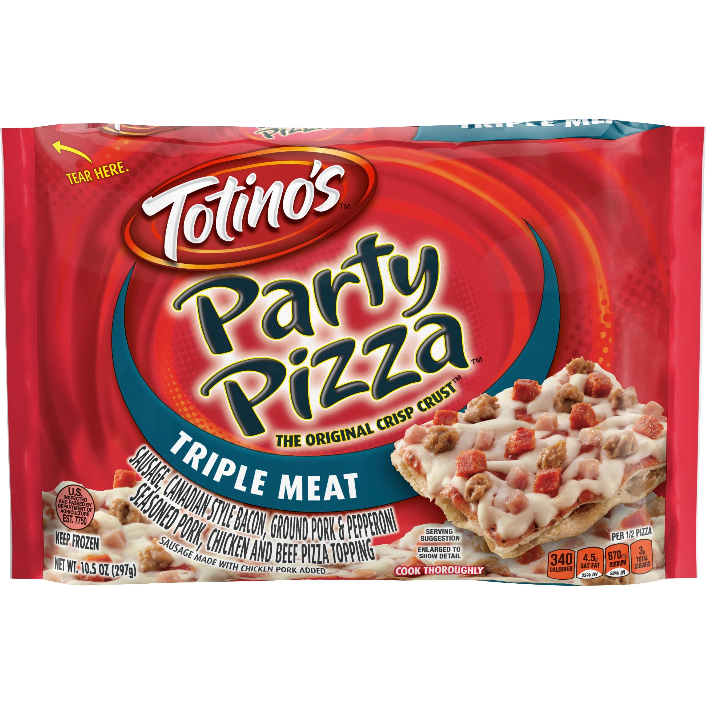 Totino's™ Party Pizza Triple Meat 10.5 Ounce Size - 14 Per Case.