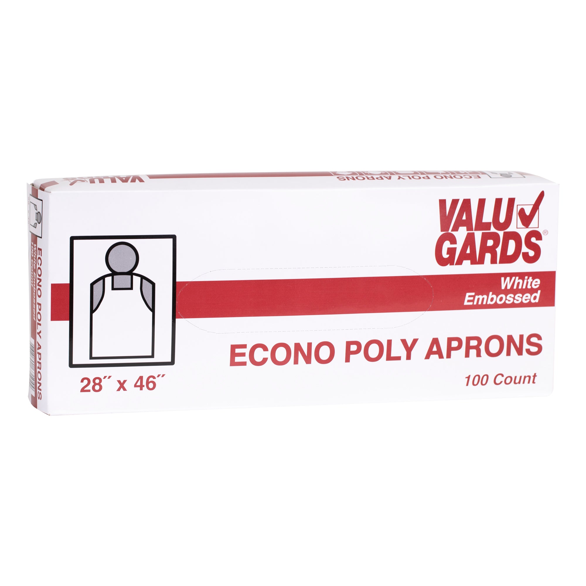 Valugards 28x46 Economy Poly White Embossed Light Duty Apron 100 Each - 10 Per Case.