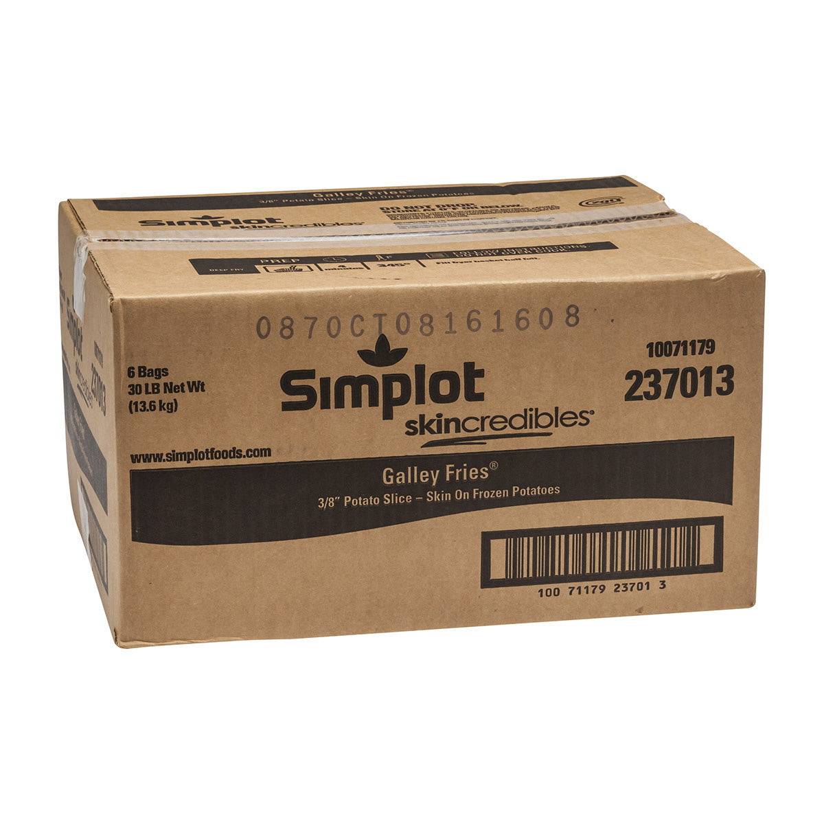 Simplot Skincredibles 8" Galley Cut Potatoslices Skin On 5 Pound Each - 6 Per Case.