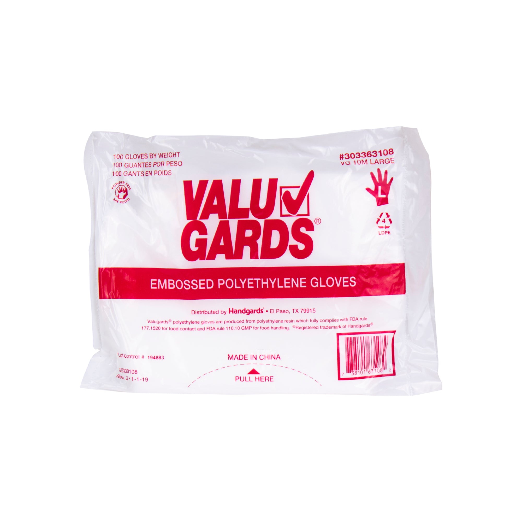Glove Poly Large 100 Each - 100 Per Case.