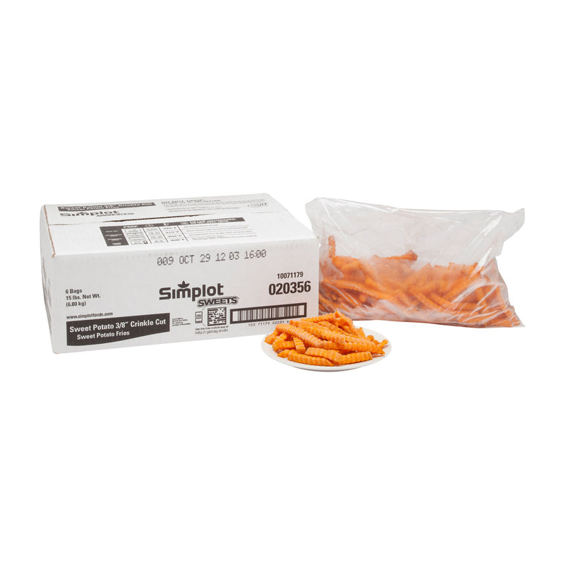 Simplot Sweets 8" Sweet Potato Crinkle Cutfries 2.5 Pound Each - 6 Per Case.