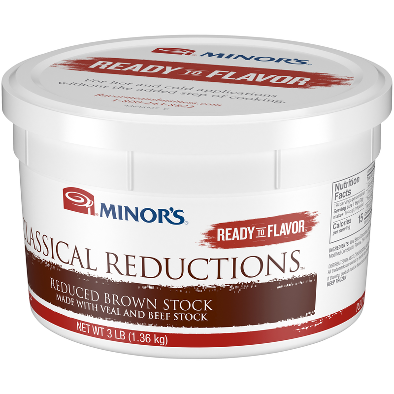 Minor's Classical Reduction Gluten Free Reduced Brown Stock 3 Pound Each - 4 Per Case.