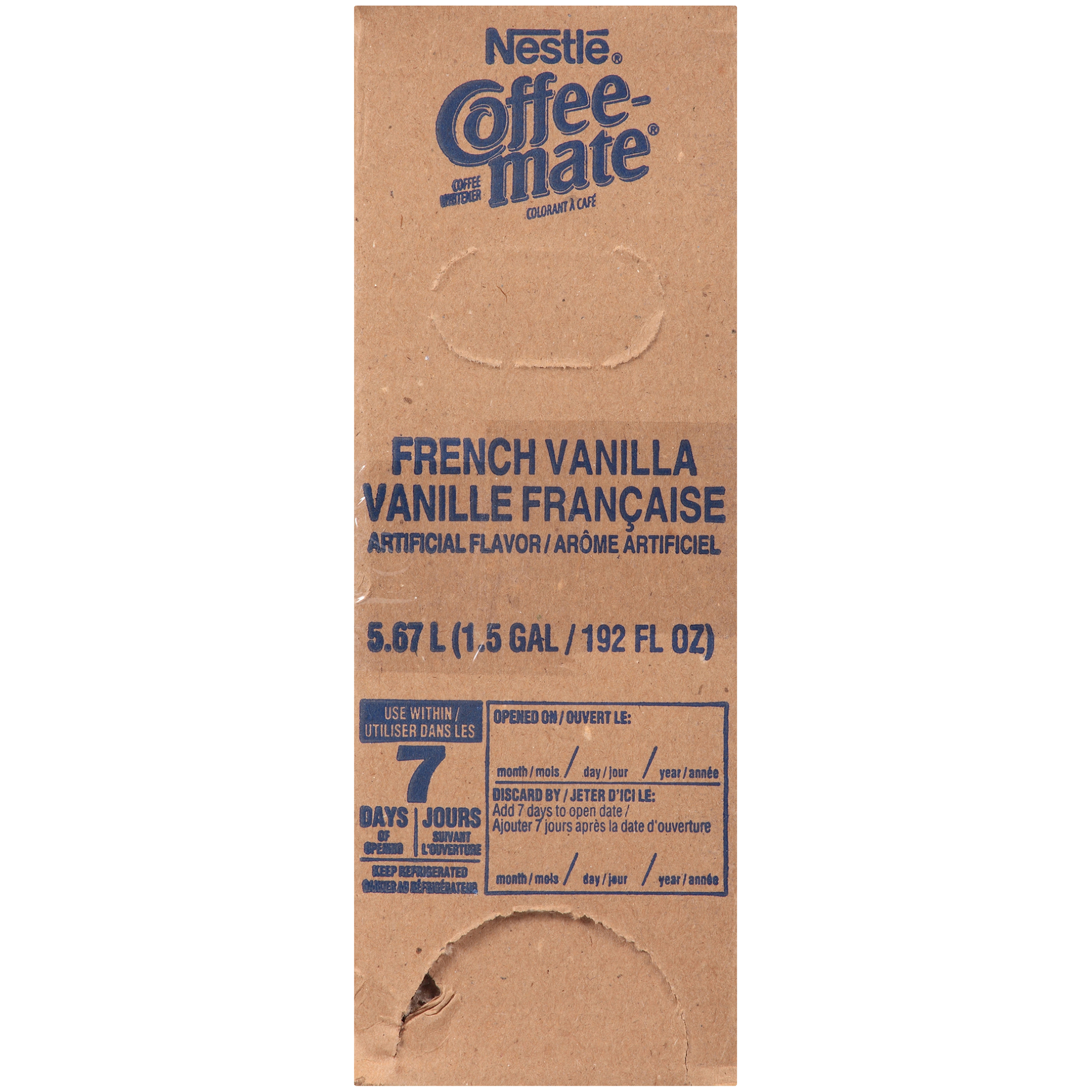 Coffee Mate French Vanilla Coffee Whitener Box 1.5 Gallon - 3 Per Case.