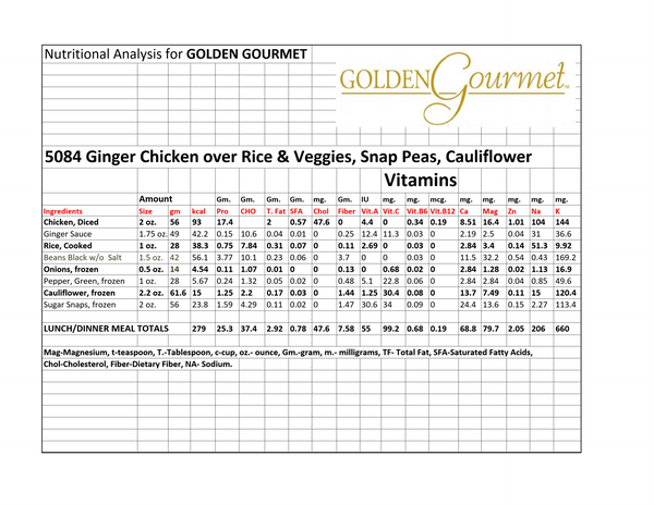 Ginger Chicken Carrots Cauliflower Rice Black Beans 13.2 Ounce Size - 20 Per Case.