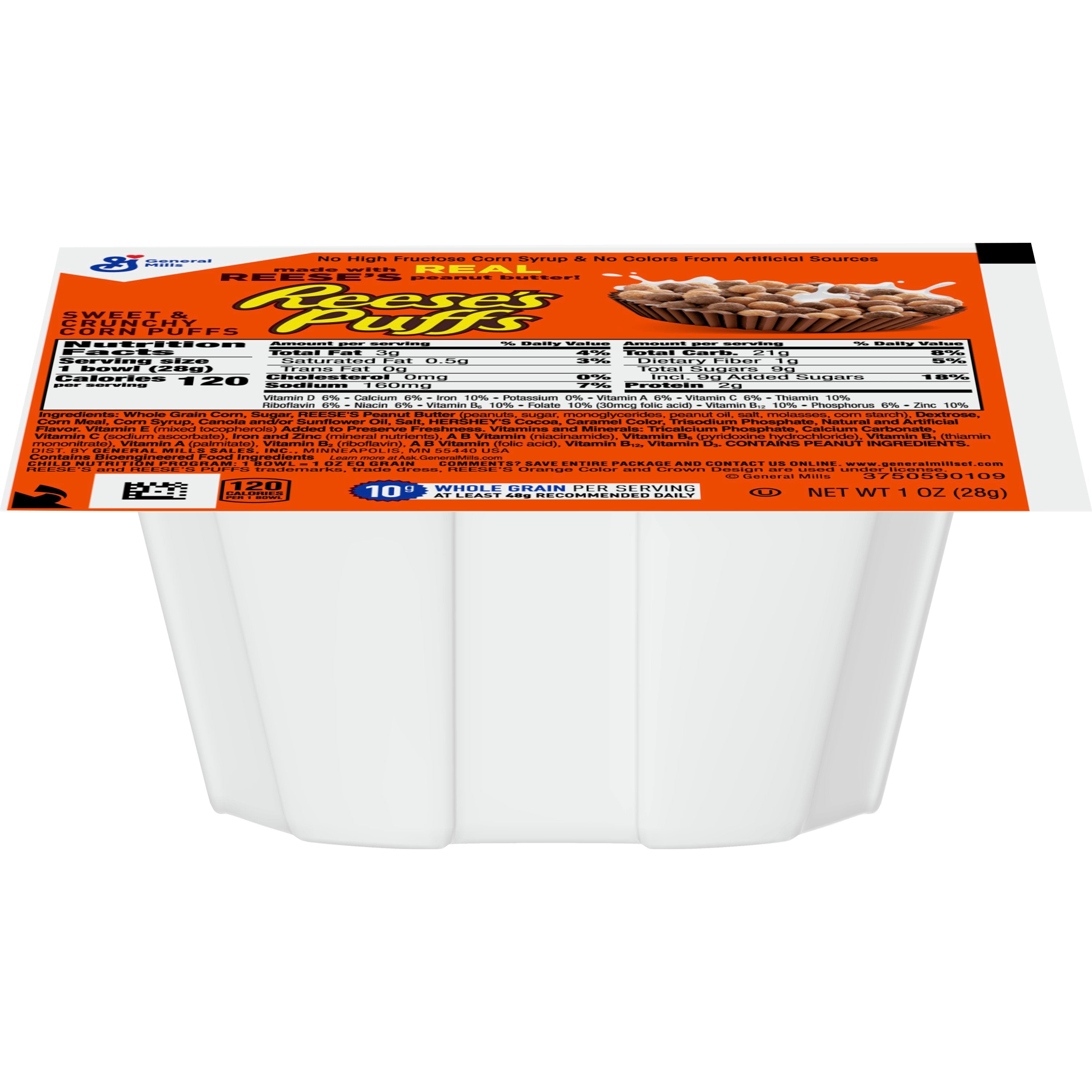 Reese's Puffs Cereal Single Serve Bowlpak 1 Ounce Size - 96 Per Case.