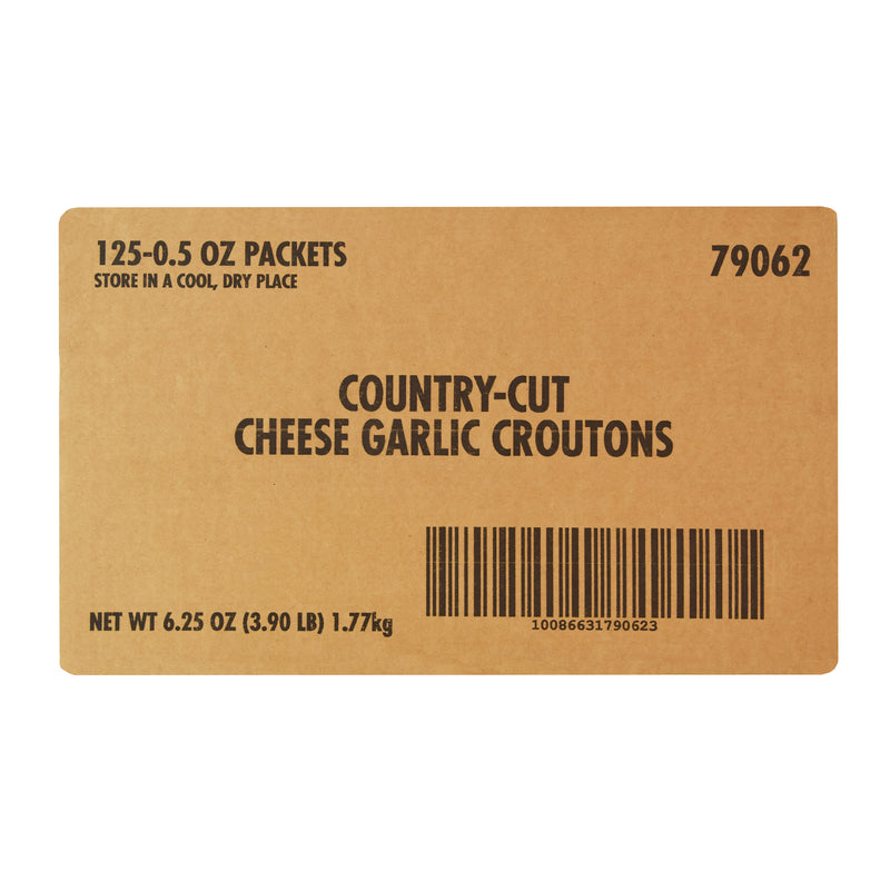 Fresh Gourmet Country Cut Cheese Garlic Croutons 0.5 Ounce Size - 125 Per Case.