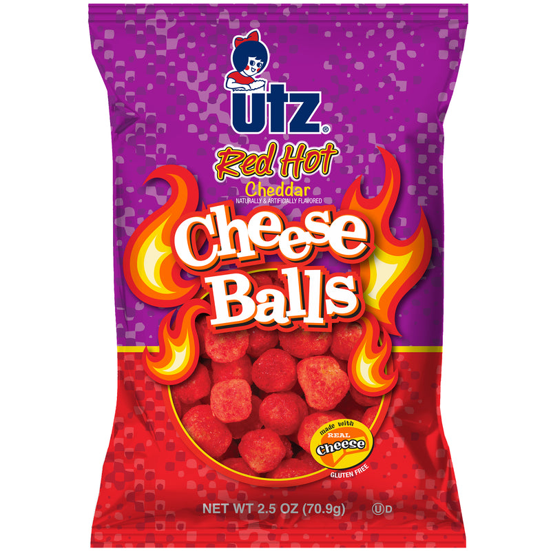 Utz Red Hot Cheese Balls 2.5 Ounce Size - 5 Per Case.